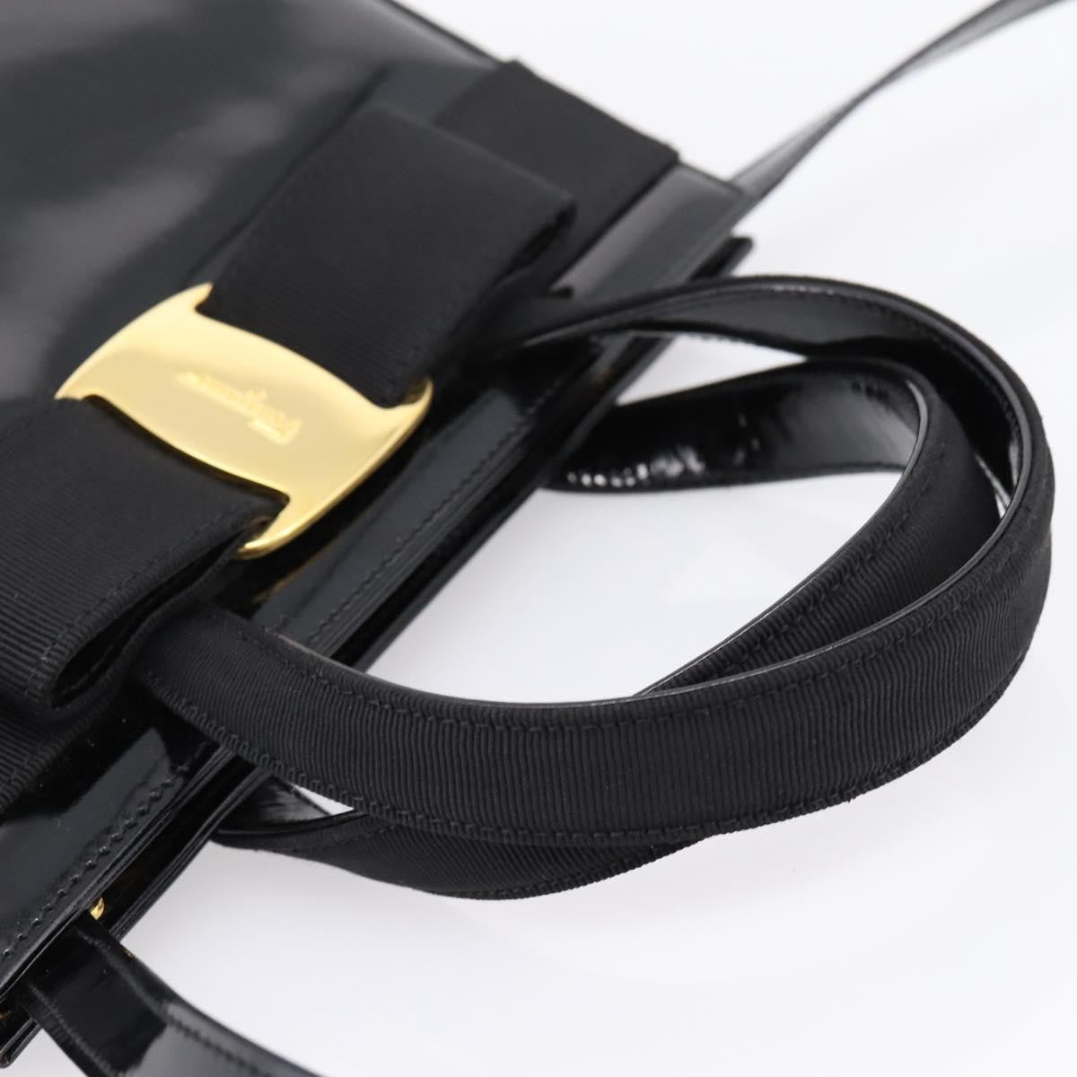 Salvatore Ferragamo Convertible Vara Bow Patent Leather Black Patent_Leather Handbag (Pre-Owned)