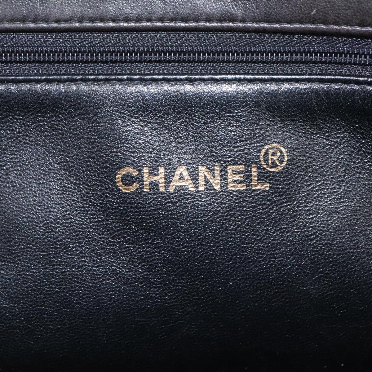 Chanel Vintage Grand Shopping Tote Quilted Lambskin Black Leather Tote Bag Bag (Pre-Owned)
