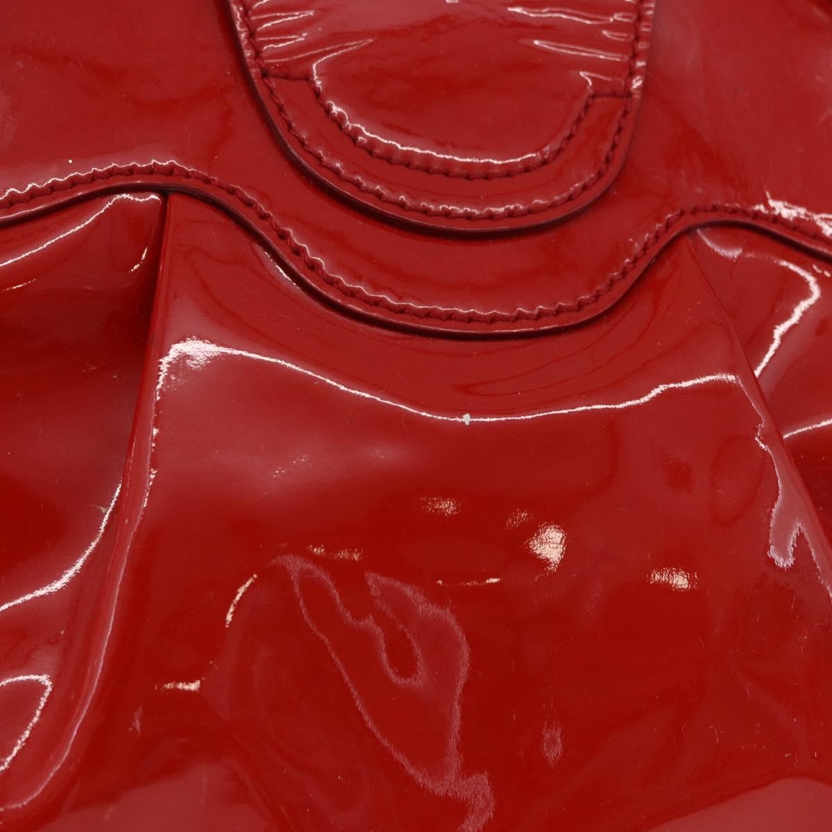 Salvatore Ferragamo Gancini Patent Leather Red Patent_Leather Handbag (Pre-Owned)