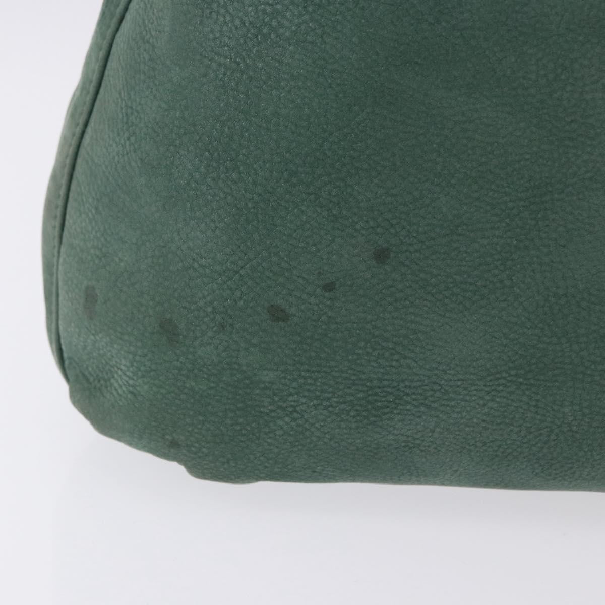 Fendi Vintage Pequin Coated Canvas Green Leather Shoulder Bag Bag (Pre-Owned)