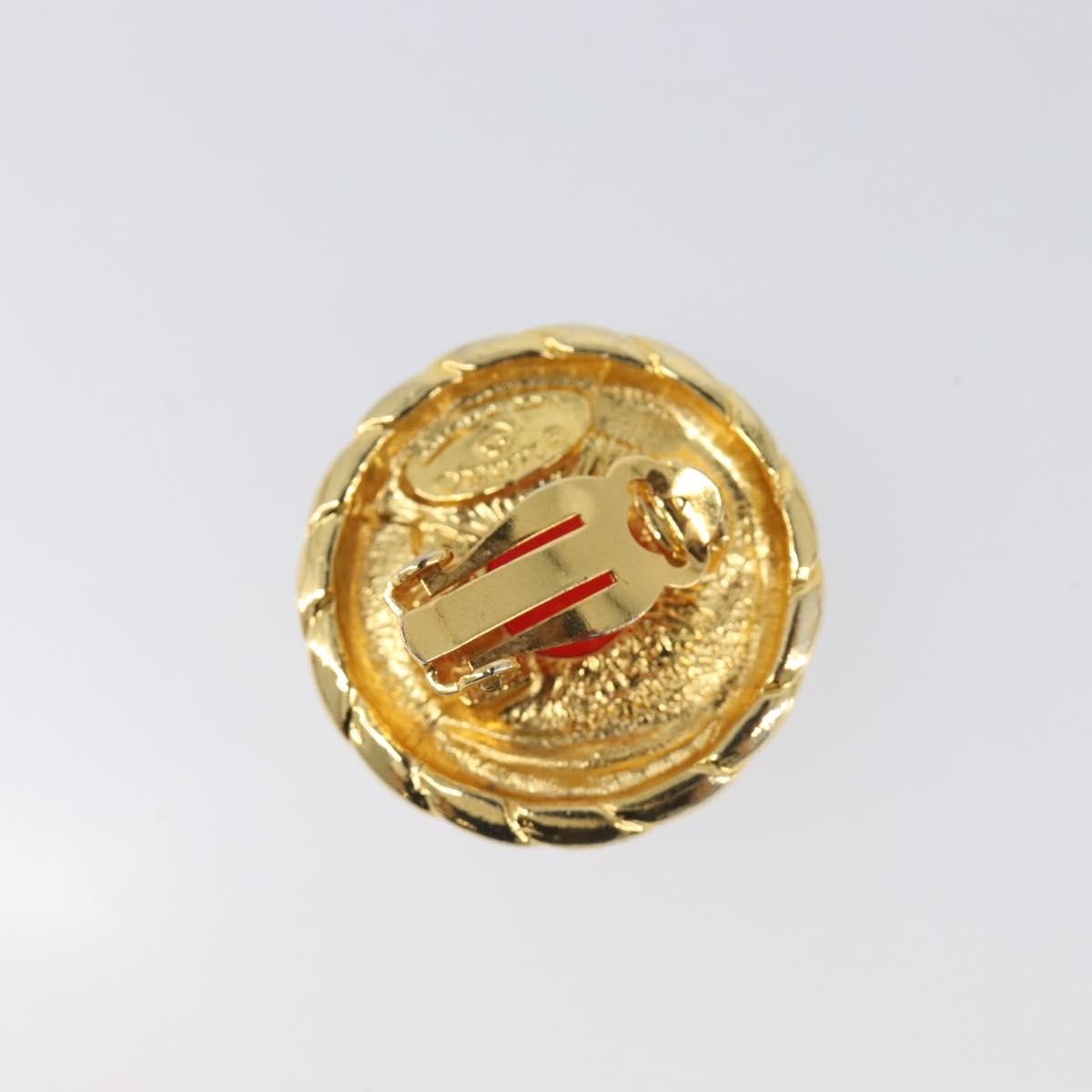 Chanel Vintage Round Clip-On Metal Gold Metal Earrings Jewelry (Pre-Owned)