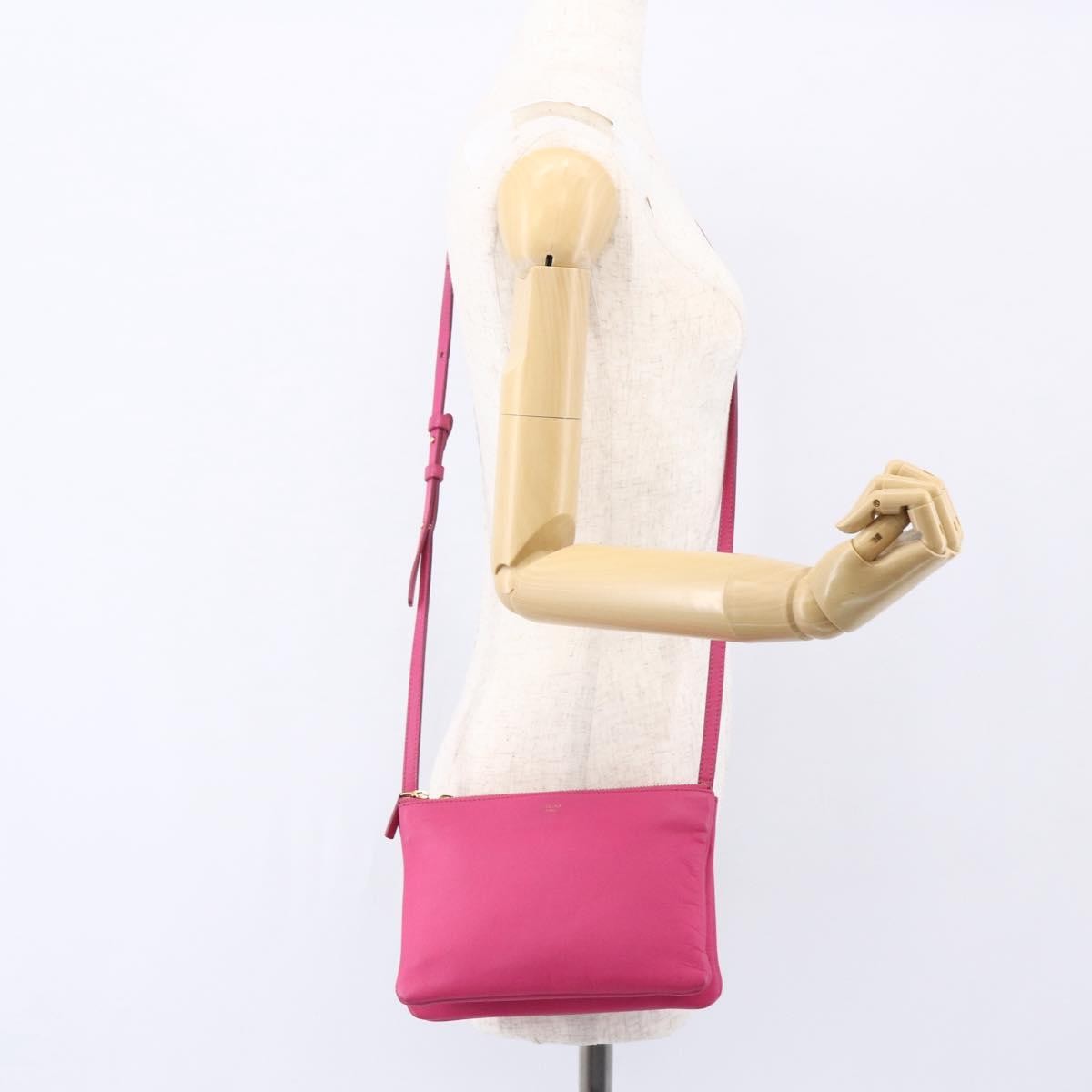 Celine Trio Leather Pink Leather Shoulder Bag Bag (Pre-Owned)