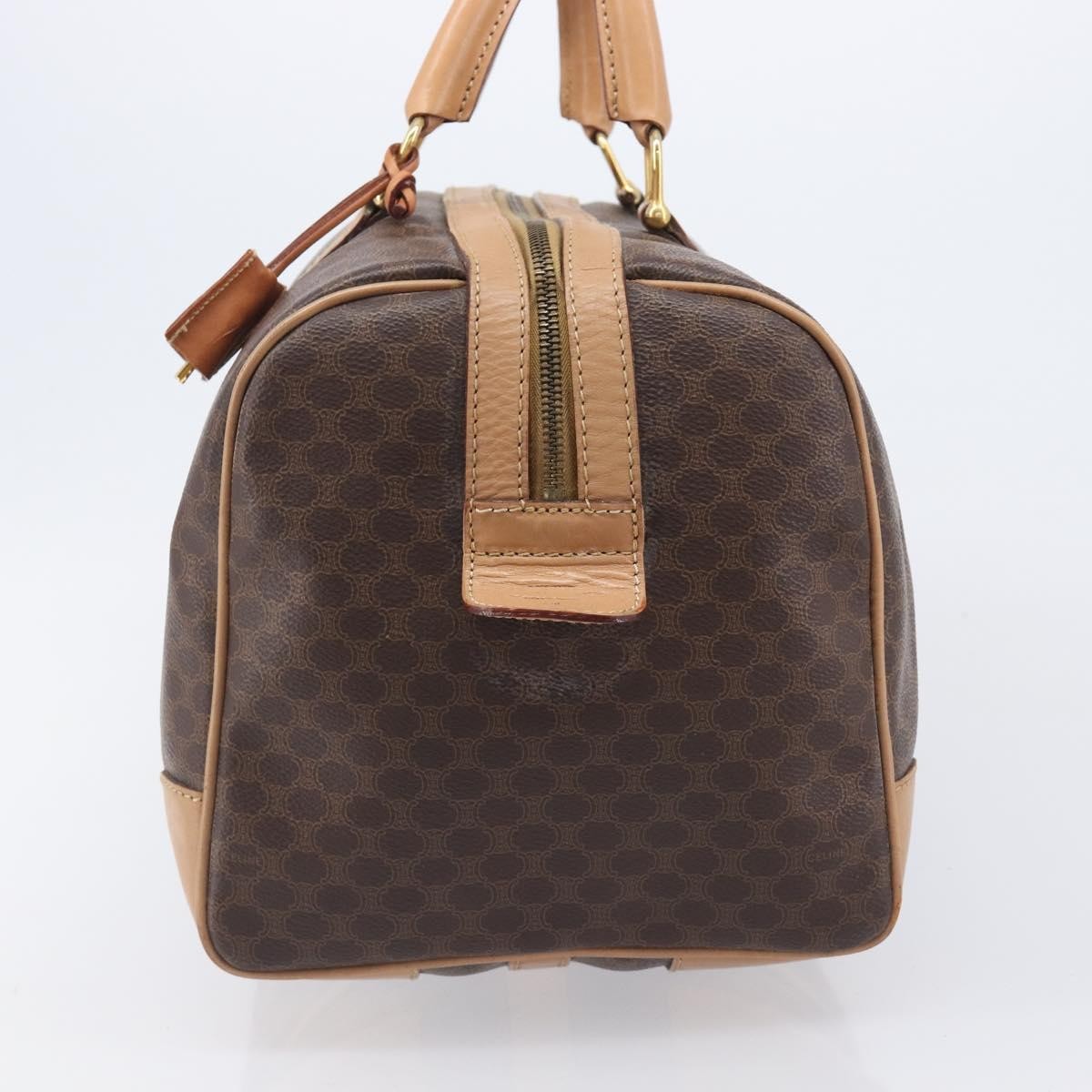 Celine Vintage Duffle Macadam Coated Canvas Brown Pvc Handbag (Pre-Owned)
