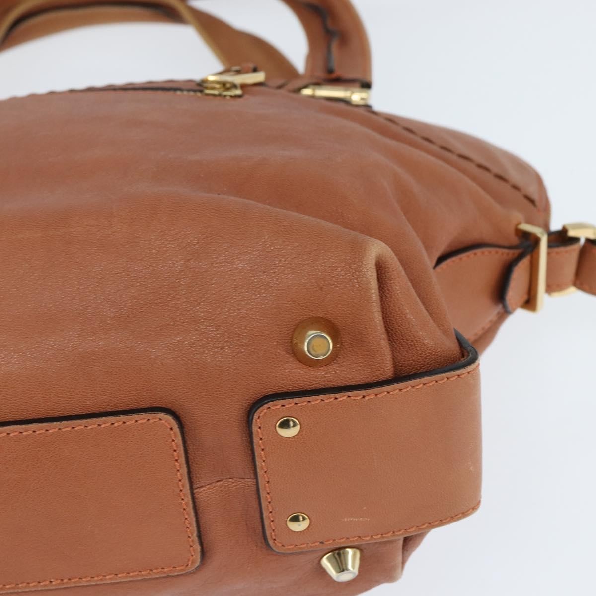 Chloe Angie Tote Leather Brown Leather Tote Bag Bag (Pre-Owned)