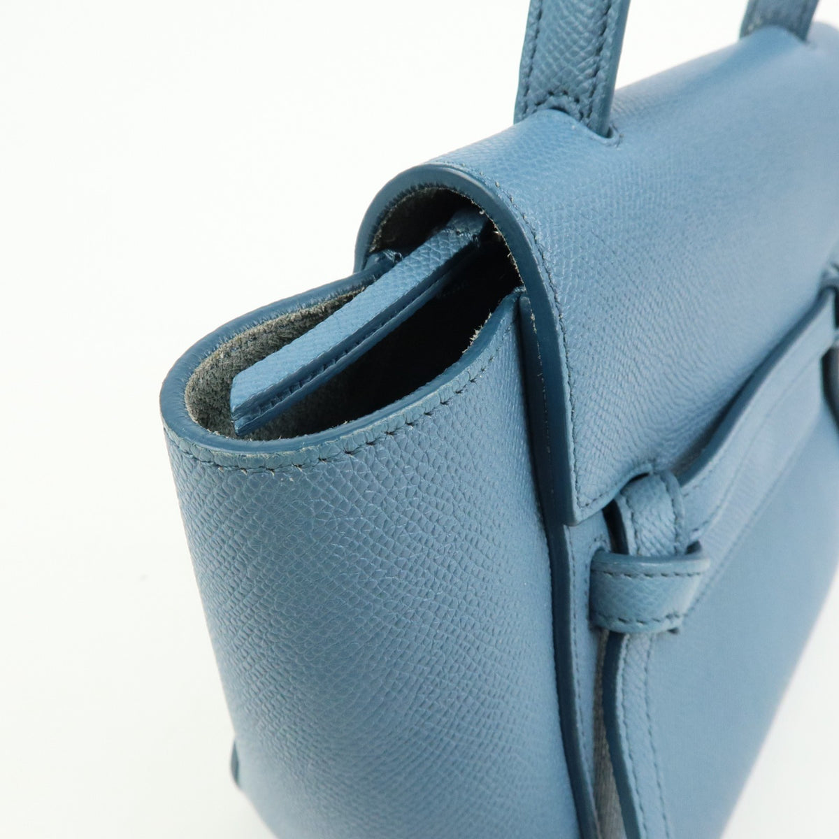 Celine Belt Textured Leather Blue Leather Handbag (Pre-Owned)