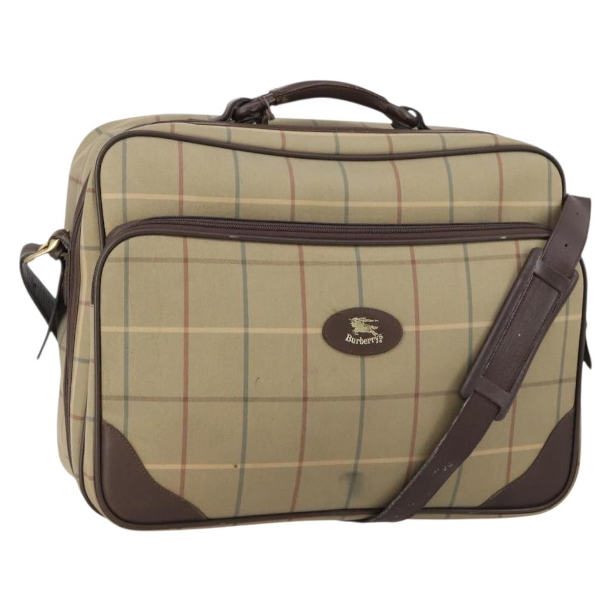 Burberry Nova Check Boston Canvas Beige Canvas Travel Bag Bag (Pre-Owned)