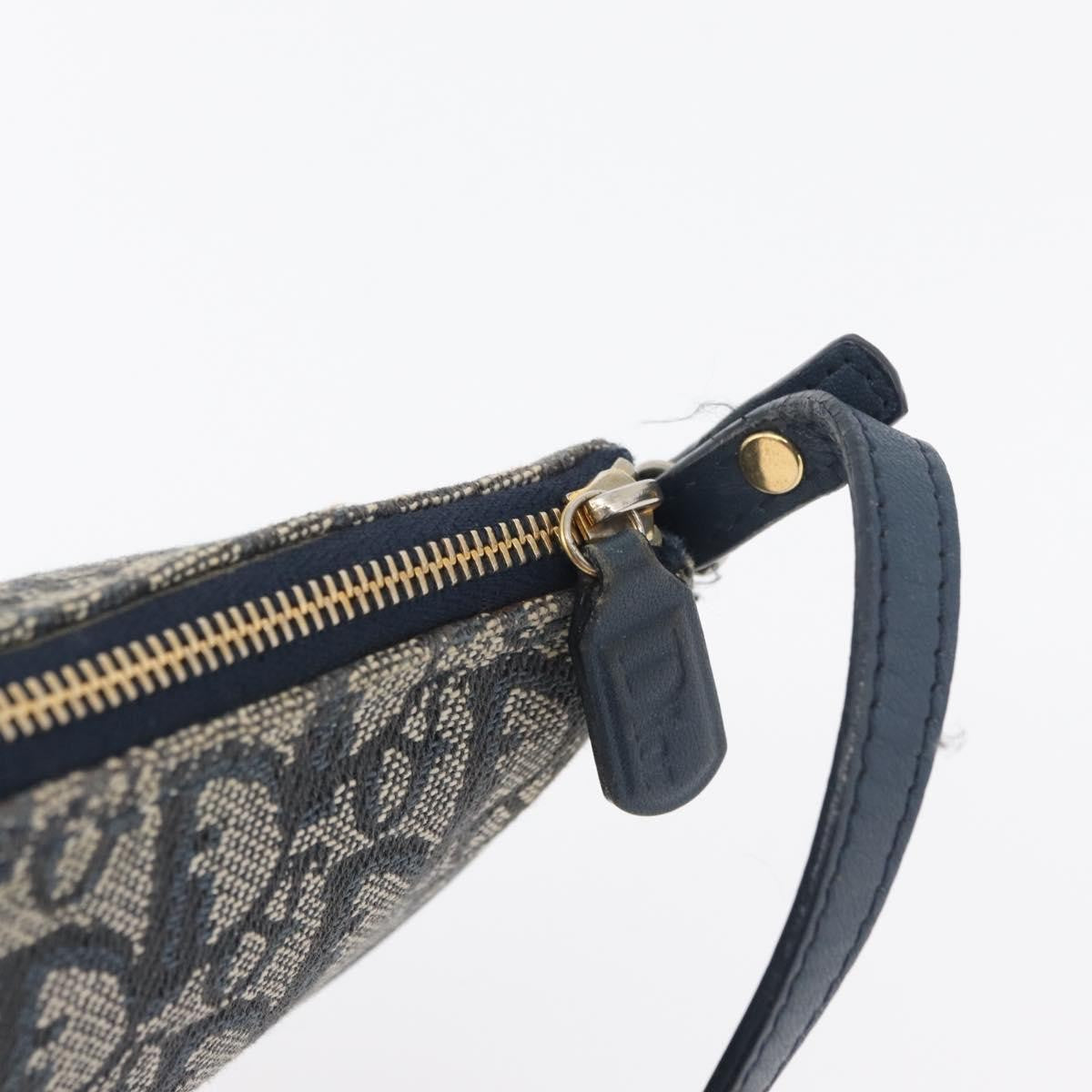 Christian Dior Vintage Saddle Bag Canvas Navy Canvas Clutche & Pouche Bag (Pre-Owned)