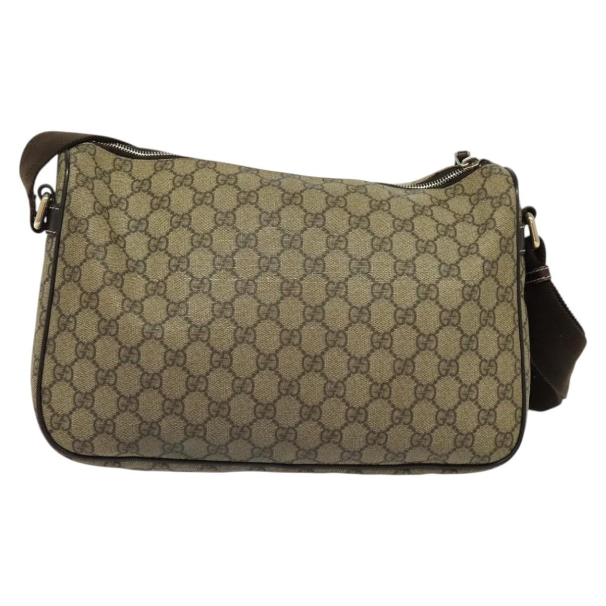 Gucci Double Pocket Messenger Gg Coated Canvas Beige Canvas Handbag (Pre-Owned)