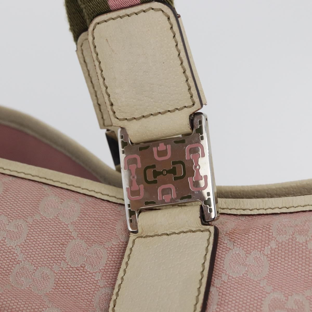 Gucci Web Handle Buckle Tote Gg Canvas And Leather Pink Canvas Tote Bag Bag (Pre-Owned)