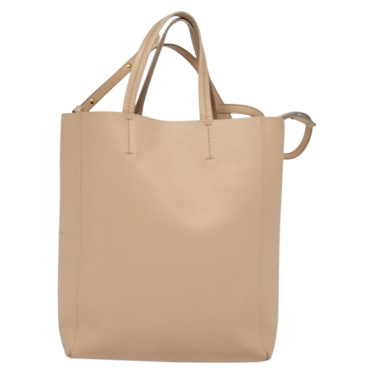 Celine Vertical Cabas Tote Leather Pink Leather Tote Bag Bag (Pre-Owned)