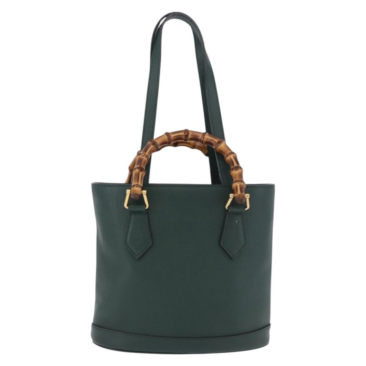 Gucci Diana Bamboo Handle Round Tote Leather Green Leather Tote Bag Bag (Pre-Owned)