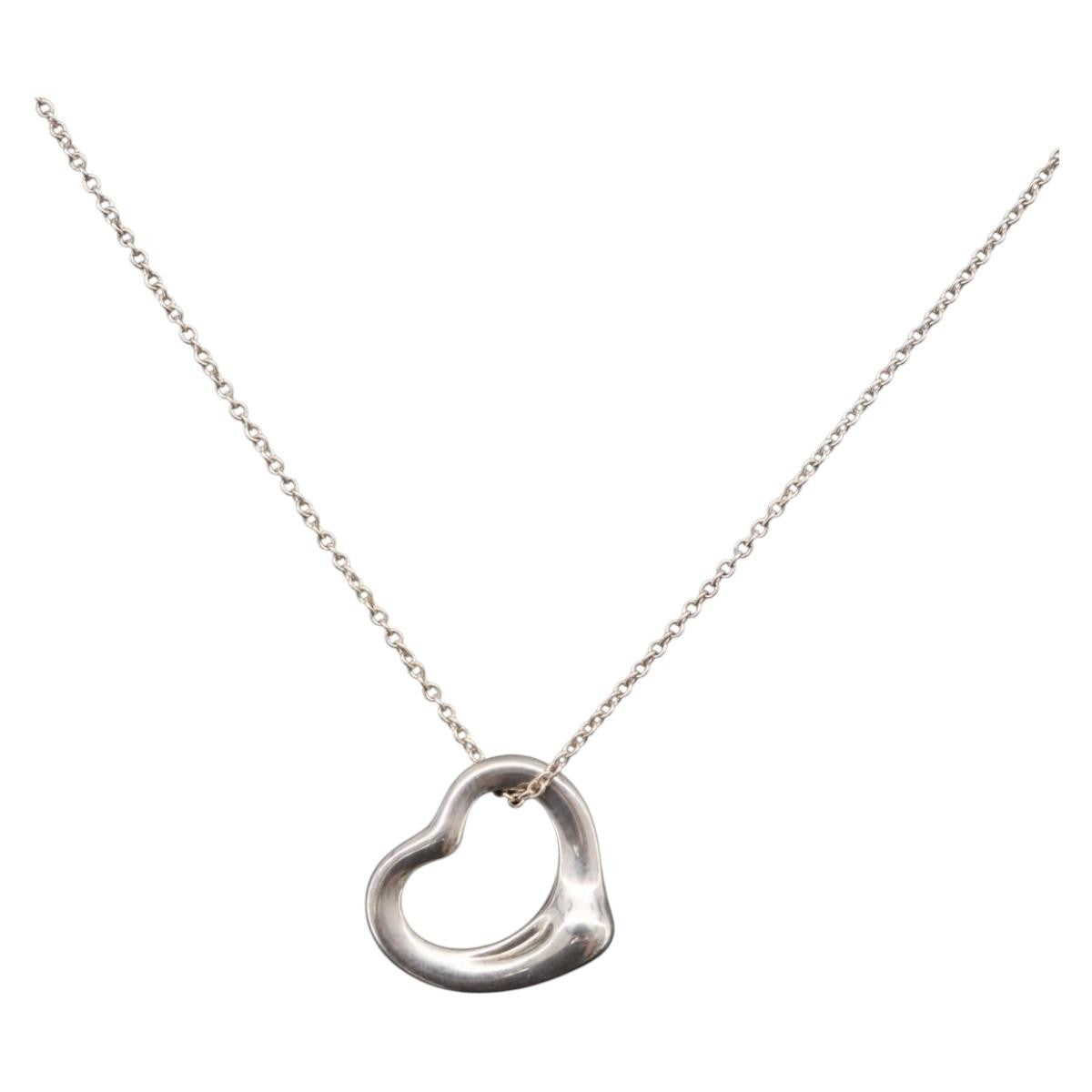 Tiffany & Co. Elsa Peretti Open Heart Pendant Sterling Silver Silver Sterling_Silver Necklace Jewelry (Pre-Owned)