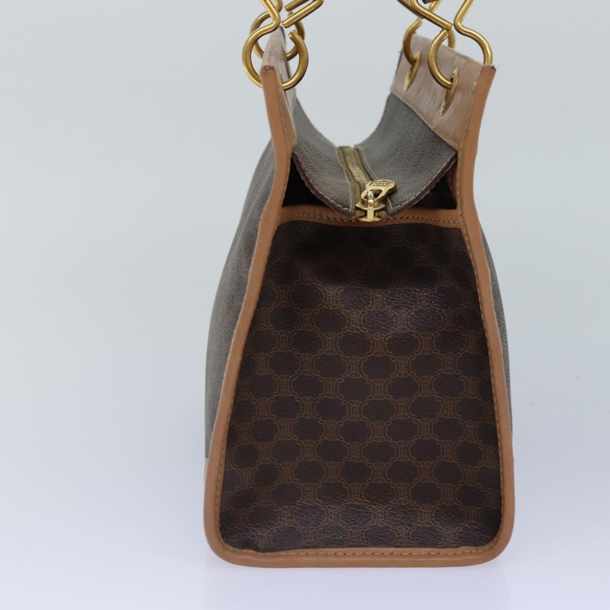 Celine Vintage Macadam Canvas And Leather Brown Canvas Handbag (Pre-Owned)