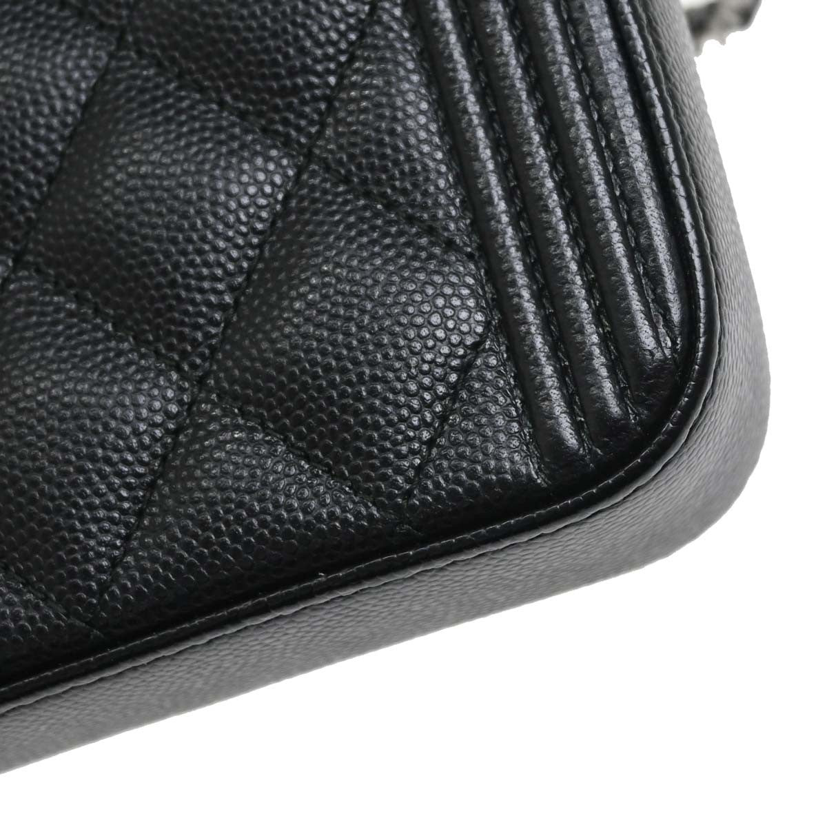 Chanel Boy Double Zip Clutch With Chain Quilted Lambskin Black Leather Clutche & Pouche Bag (Pre-Owned)