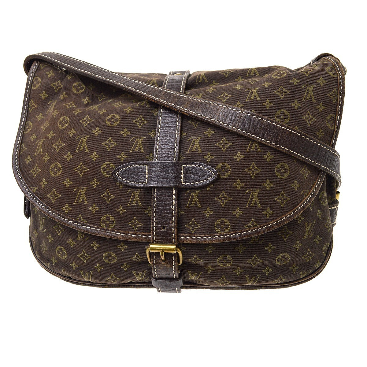 Louis Vuitton Saumur Mini Lin Brown Canvas Shoulder Bag Bag (Pre-Owned)