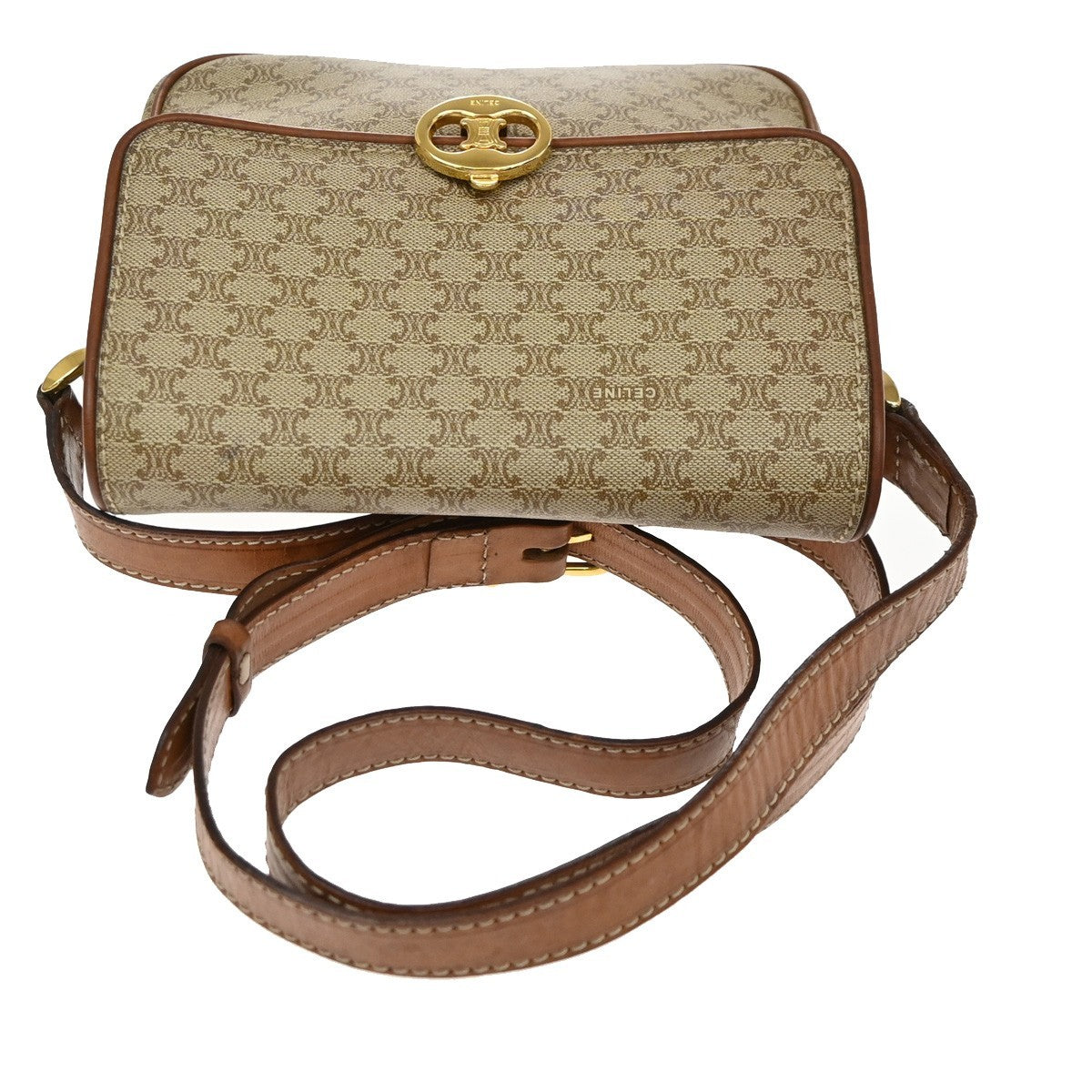 Celine Vintage Macadam Canvas Beige Canvas Shoulder Bag Bag (Pre-Owned)