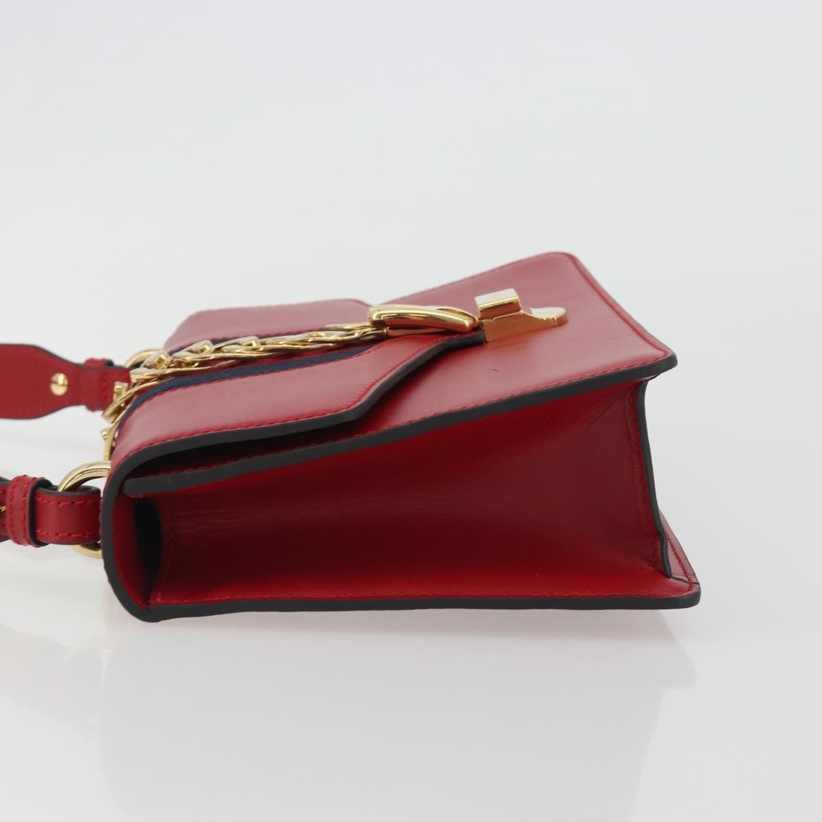 Gucci Sylvie Leather Red Leather Shoulder Bag Bag (Pre-Owned)