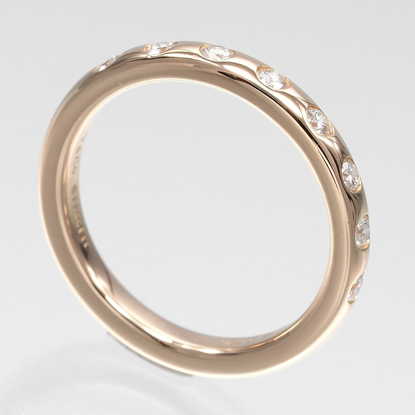 Tiffany & Co. Stacking Band Ring With 8 Diamonds 18K Pink Gold With Diamonds Gold Pink_Gold Ring Jewelry (Pre-Owned)