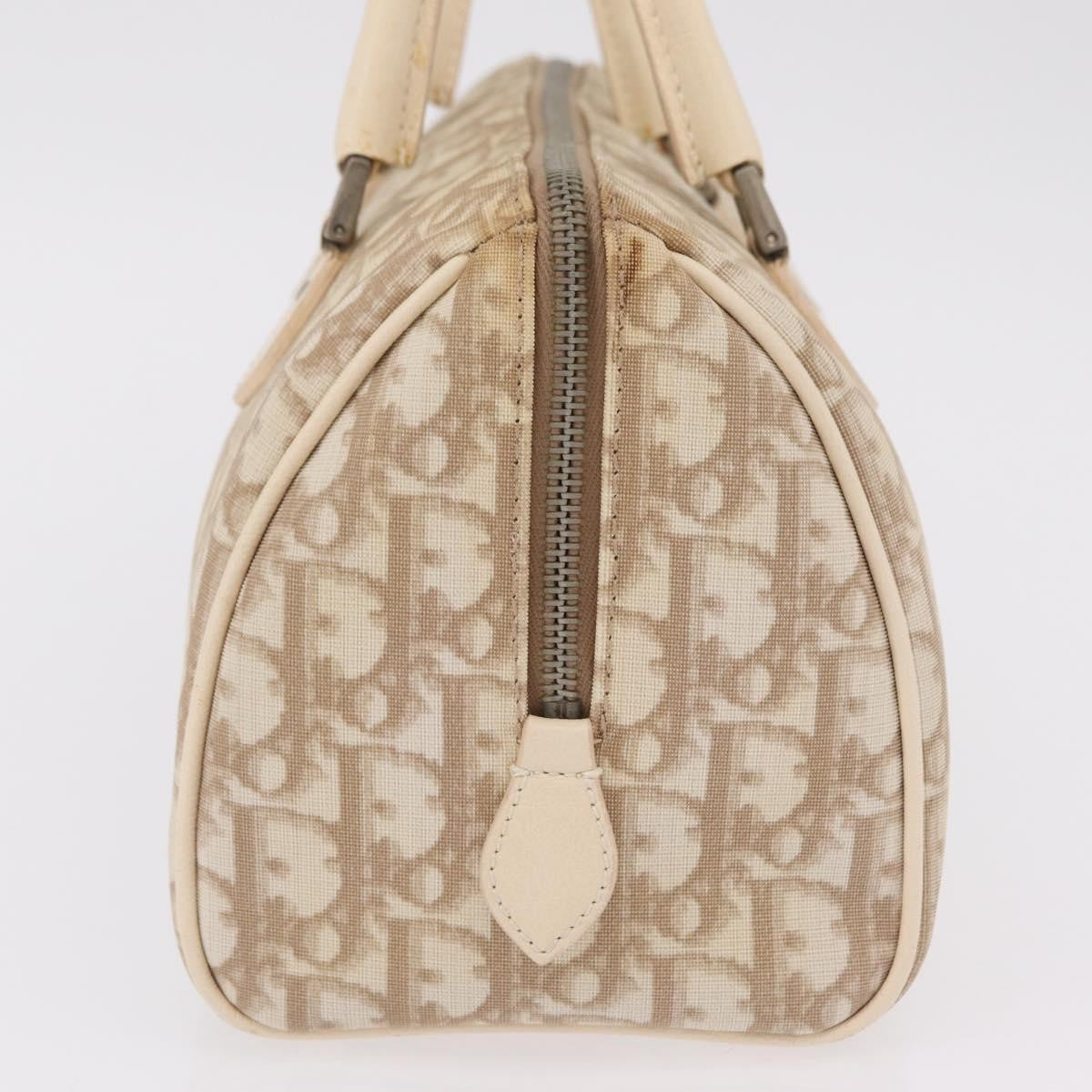 Christian Dior Vintage Boston Diorissimo Canvas Beige Canvas Handbag (Pre-Owned)