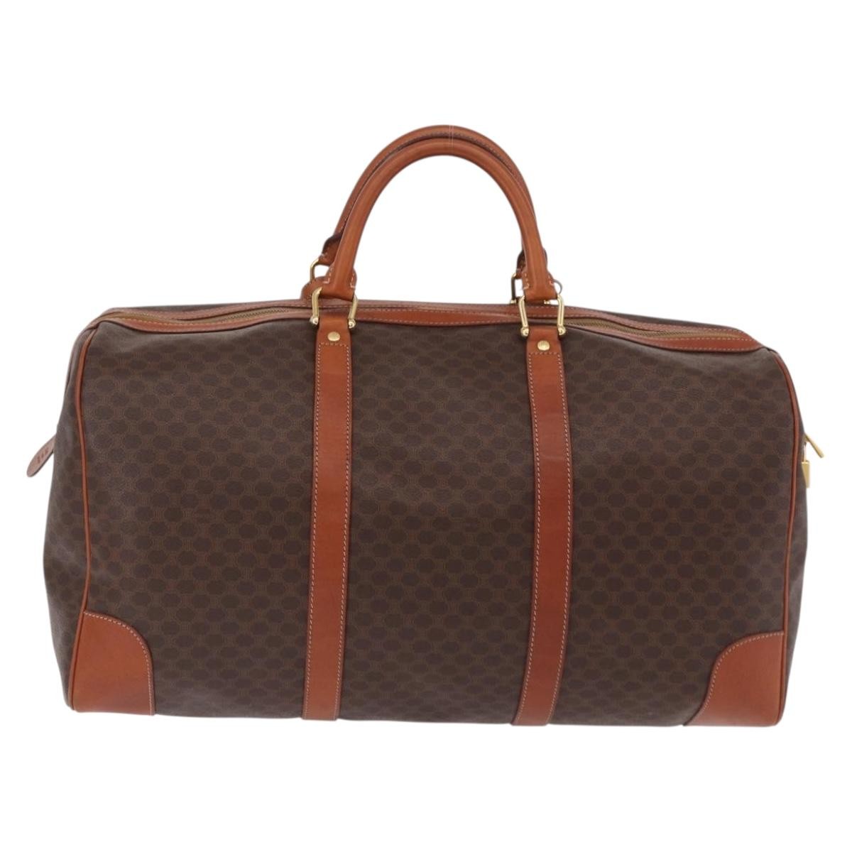 Celine Vintage Duffle Macadam Coated Canvas Brown Canvas Handbag (Pre-Owned)