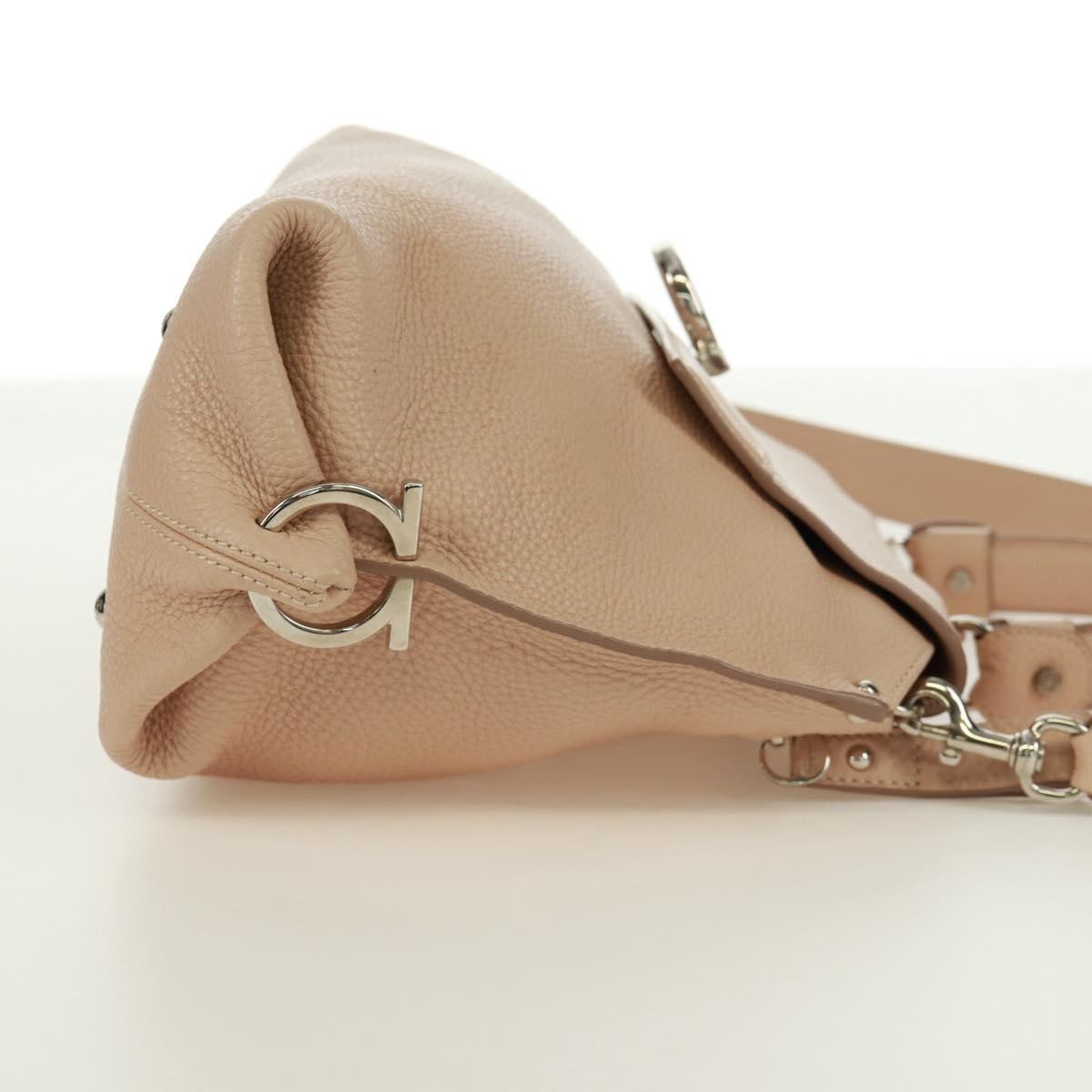 Salvatore Ferragamo Sofia Satchel Grainy Leather Beige Leather Handbag (Pre-Owned)