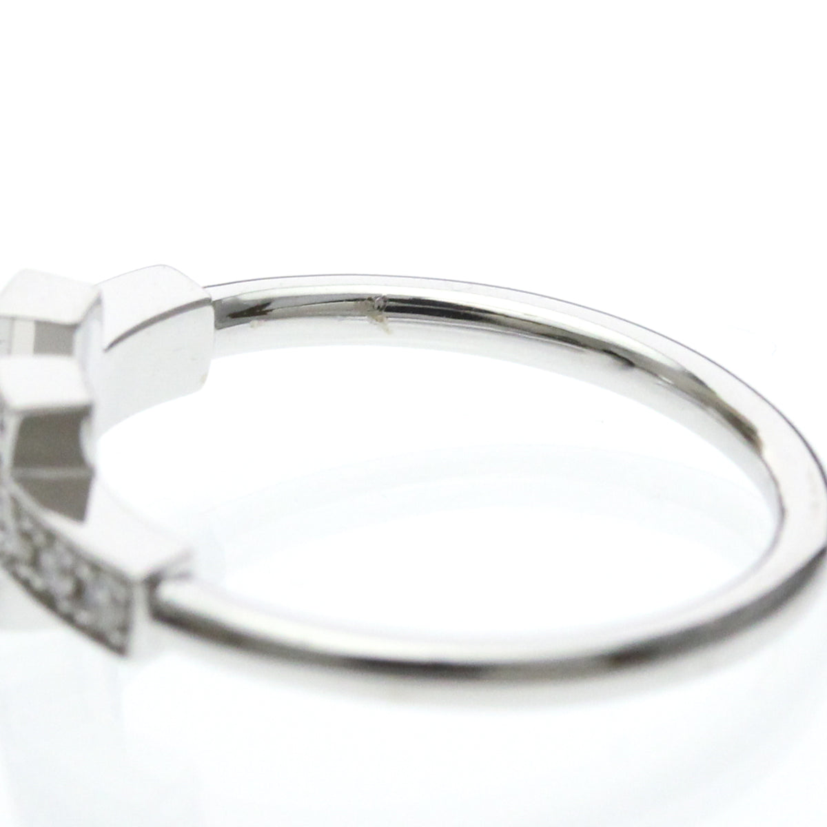 Tiffany & Co. T Wire 18K White Gold With Diamonds Silver White_Gold Ring Jewelry (Pre-Owned)