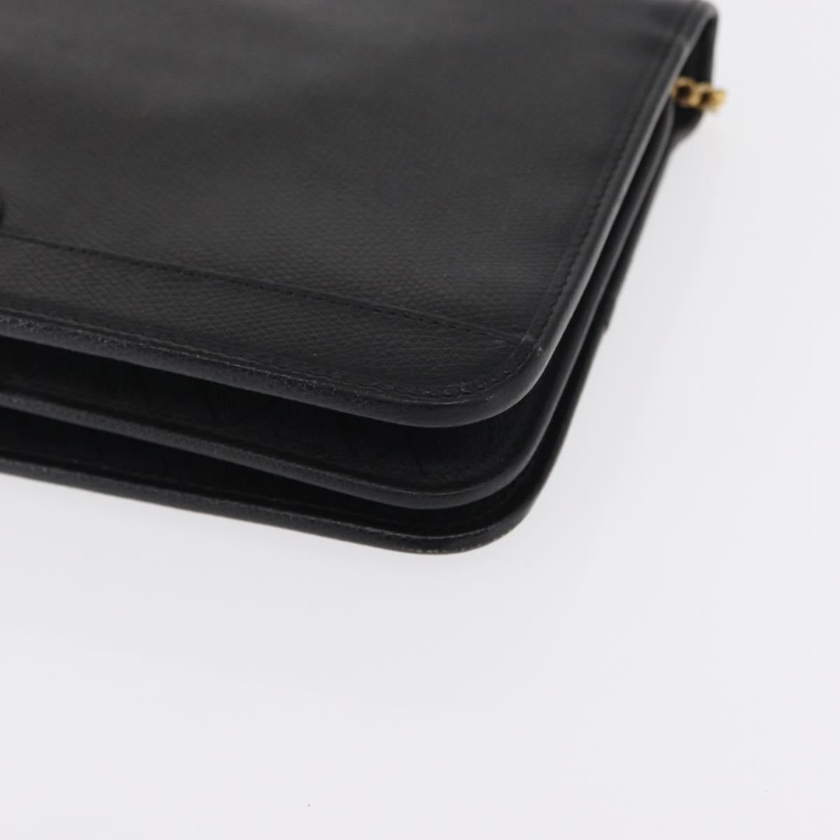 Christian Dior Vintage Chain Flap Leather Black Leather Shoulder Bag Bag (Pre-Owned)