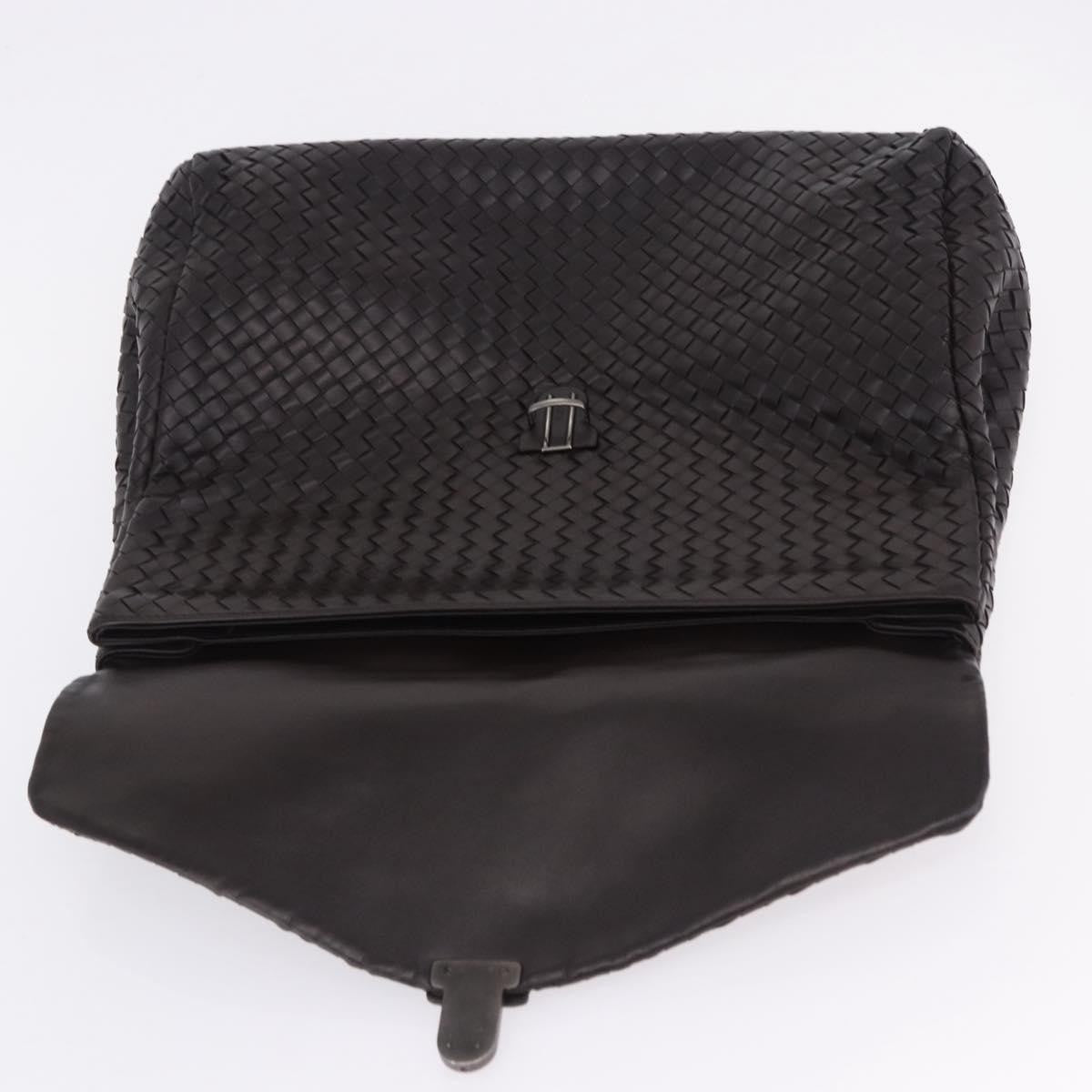 Bottega Veneta Envelope Intrecciato Nappa Black Leather Briefcase Bag (Pre-Owned)