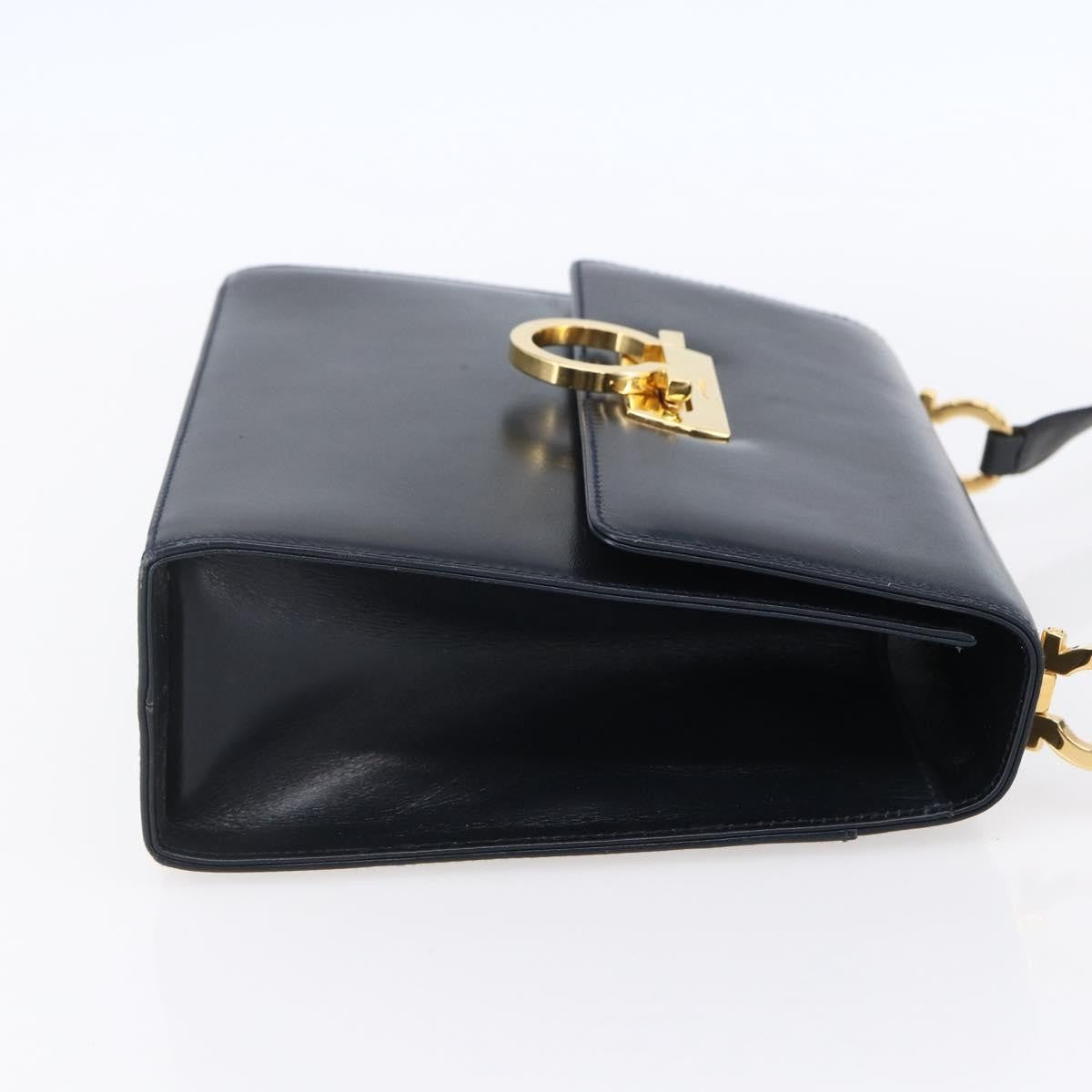 Salvatore Ferragamo Gancini Leather Navy Leather Shoulder Bag Bag (Pre-Owned)