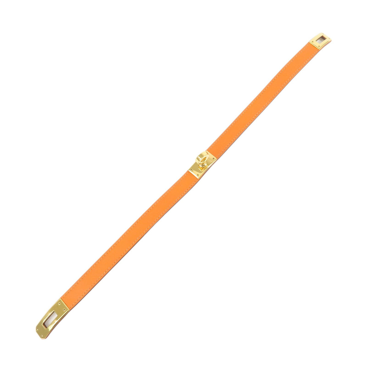 Hermes Kelly Double Tour Leather Orange Leather Bracelet Jewelry (Pre-Owned)