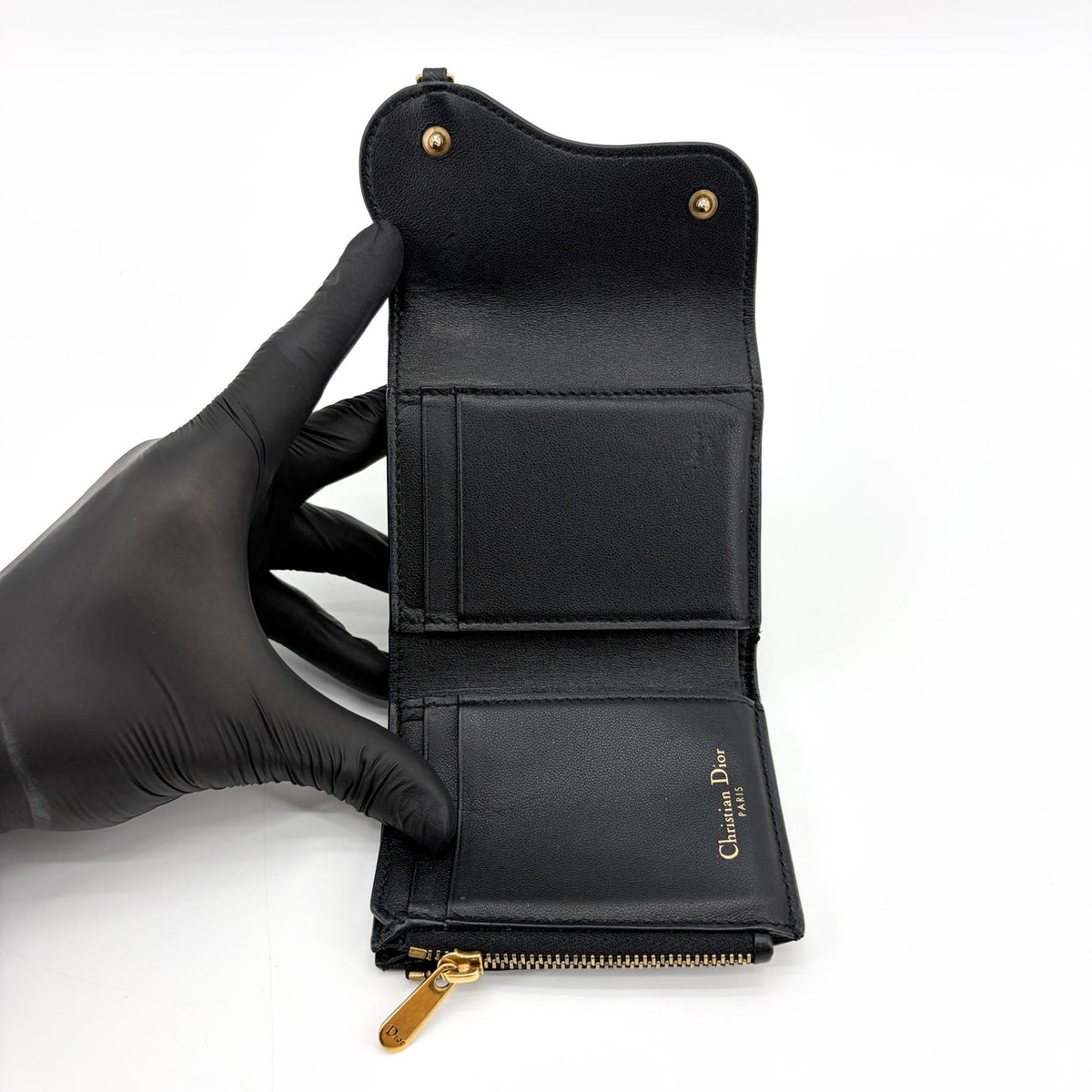 Christian Dior Saddle Lotus Leather Black Leather Wallets Accessory (Pre-Owned)