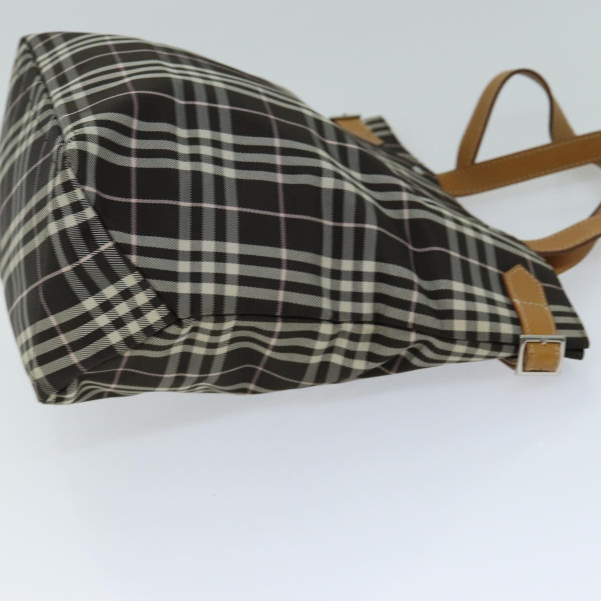 Burberry Nova Check Blue Label Nylon Brown Nylon Tote Bag Bag (Pre-Owned)