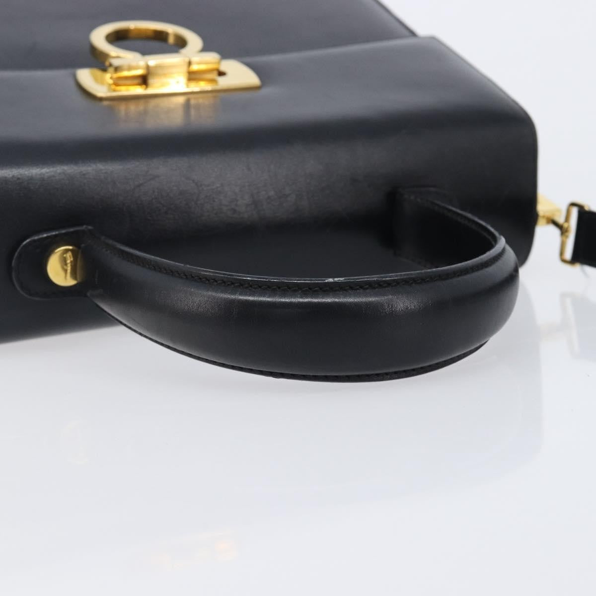 Salvatore Ferragamo Convertible Top Handle Leather Black Leather Handbag (Pre-Owned)