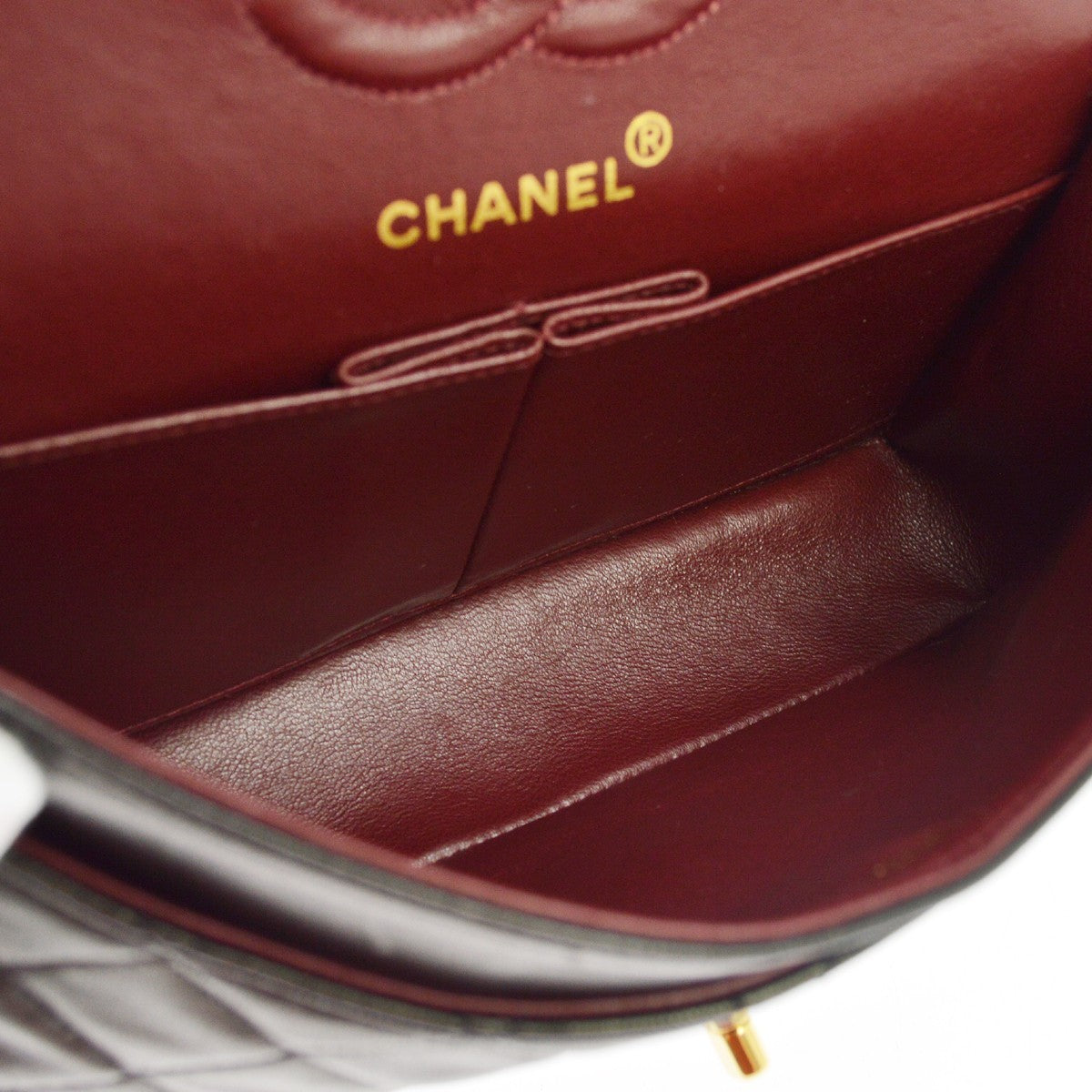 Chanel Classic Flap Quilted Lambskin Black Leather Handbag (Pre-Owned)