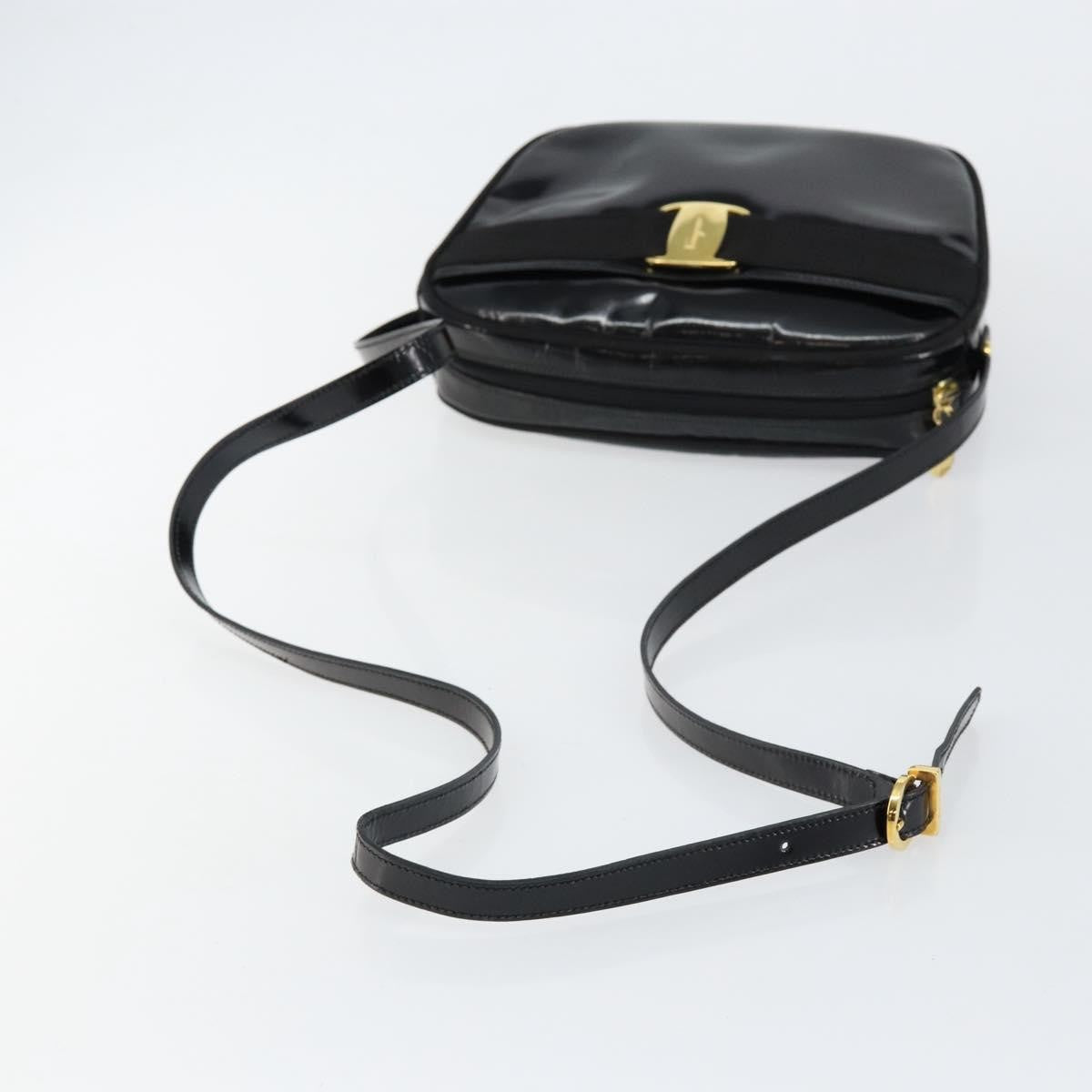 Salvatore Ferragamo Vala Patent Leather Black Patent_Leather Shoulder Bag Bag (Pre-Owned)
