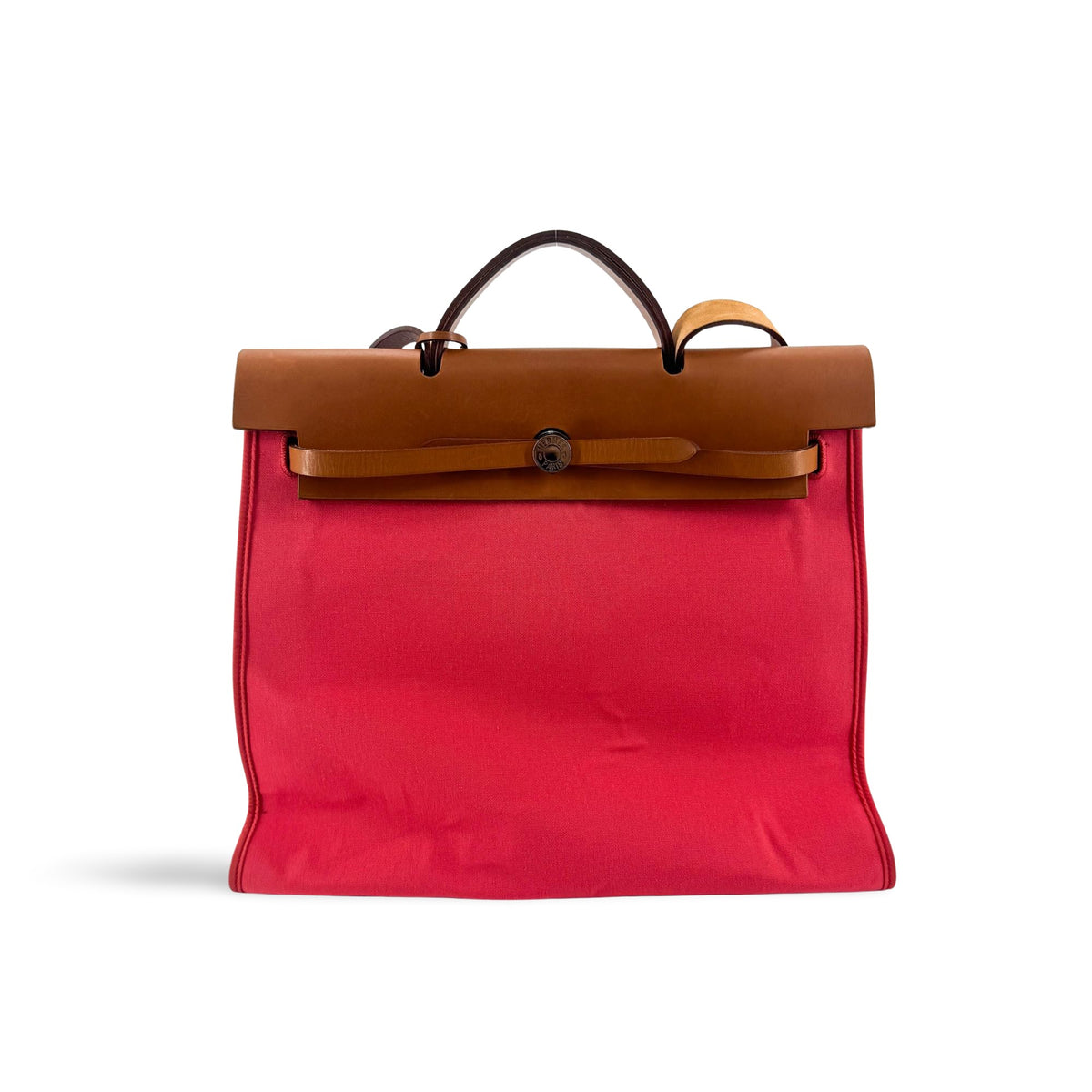 Hermes Herbag Toile And Leather Pink Canvas Handbag (Pre-Owned)