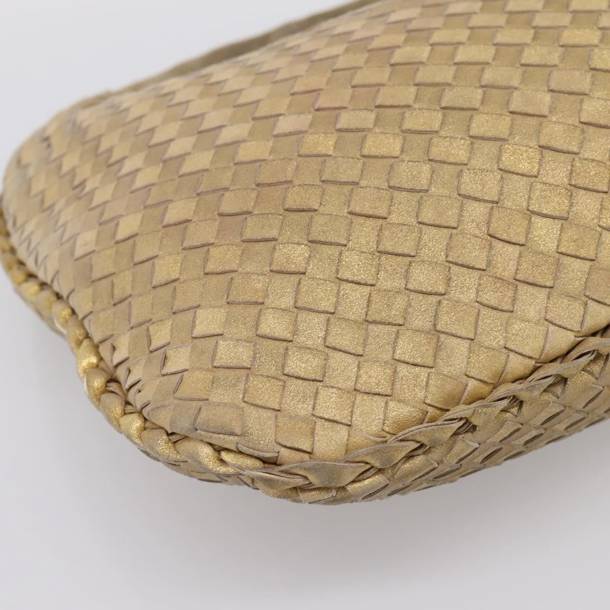 Bottega Veneta Intrecciato Leather Gold Leather Handbag (Pre-Owned)