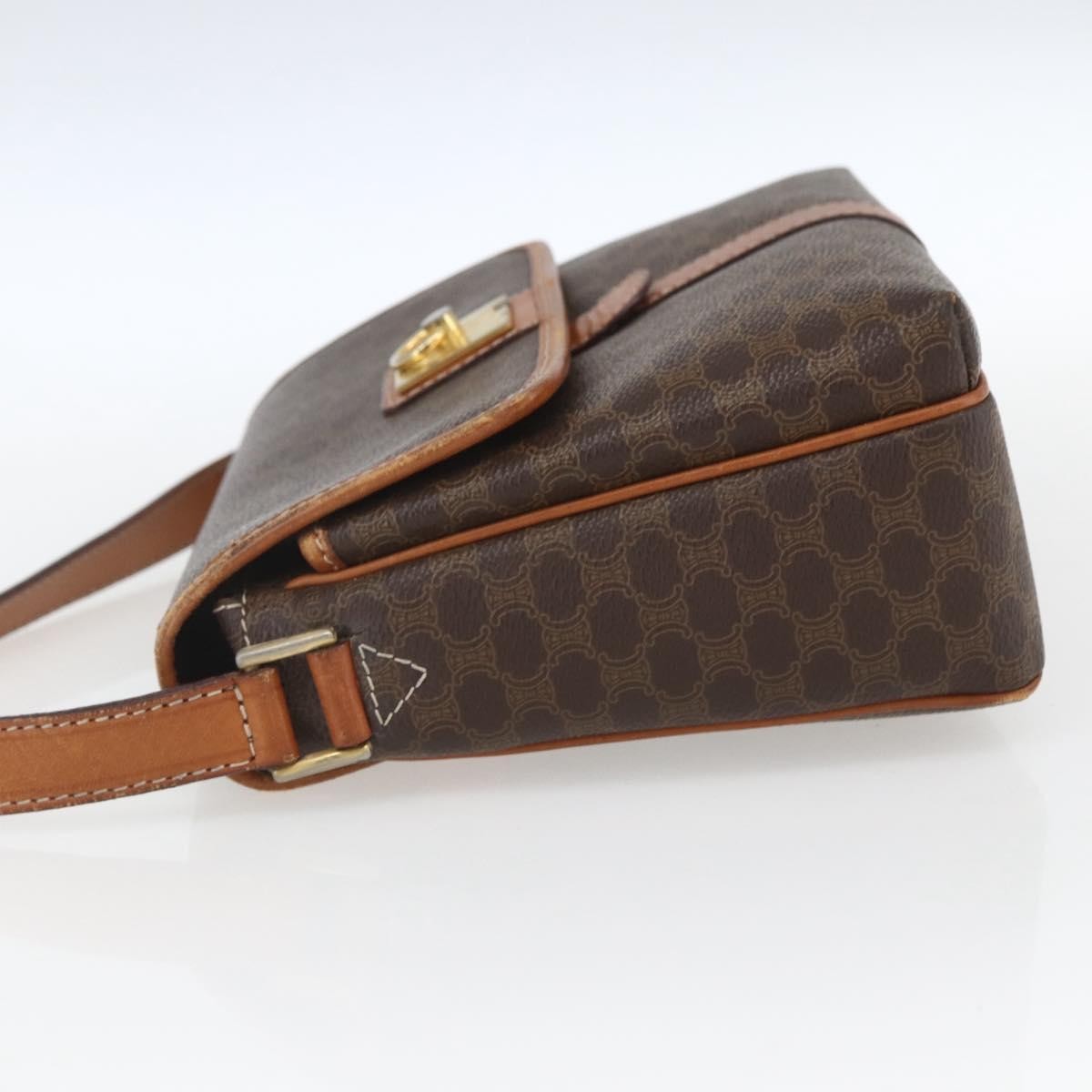 Celine Vintage Macadam Canvas And Leather Brown Canvas Shoulder Bag Bag (Pre-Owned)