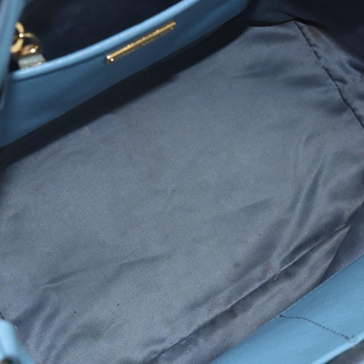 Miu Miu Madras Convertible Lock Leather Blue Leather Tote Bag Bag (Pre-Owned)