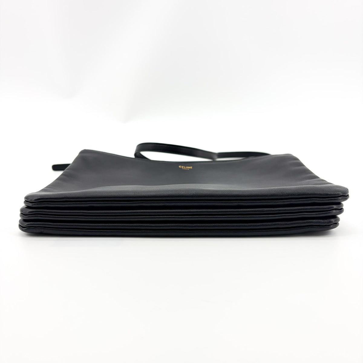 Celine Trio Leather Black Leather Crossbody Bag Bag (Pre-Owned)