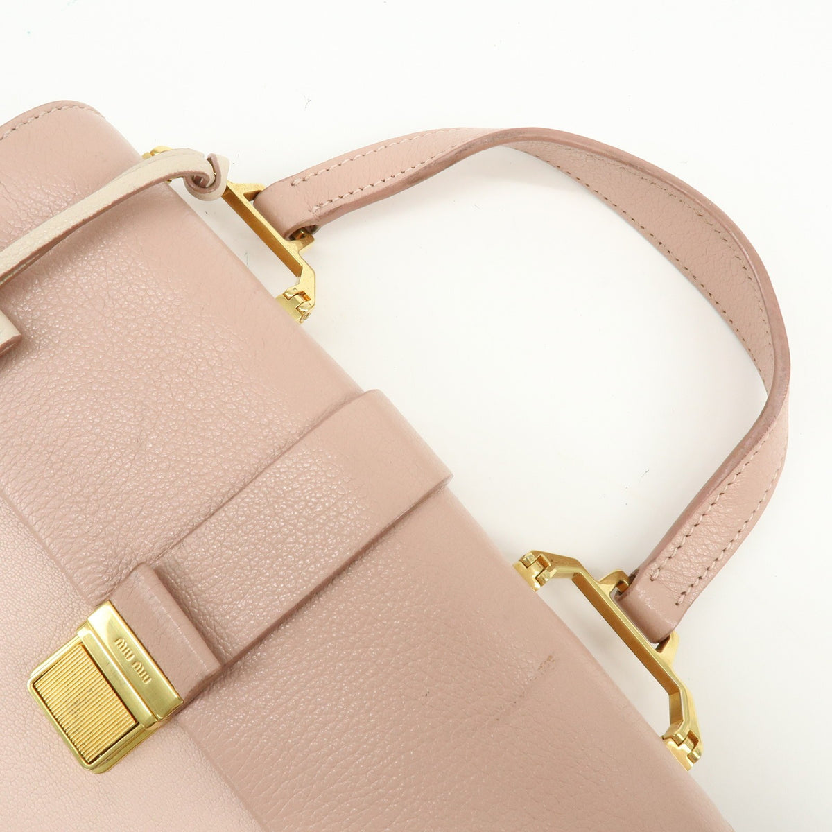 Miu Miu Madras Convertible Compartment Top Handle Leather Pink Leather Handbag (Pre-Owned)