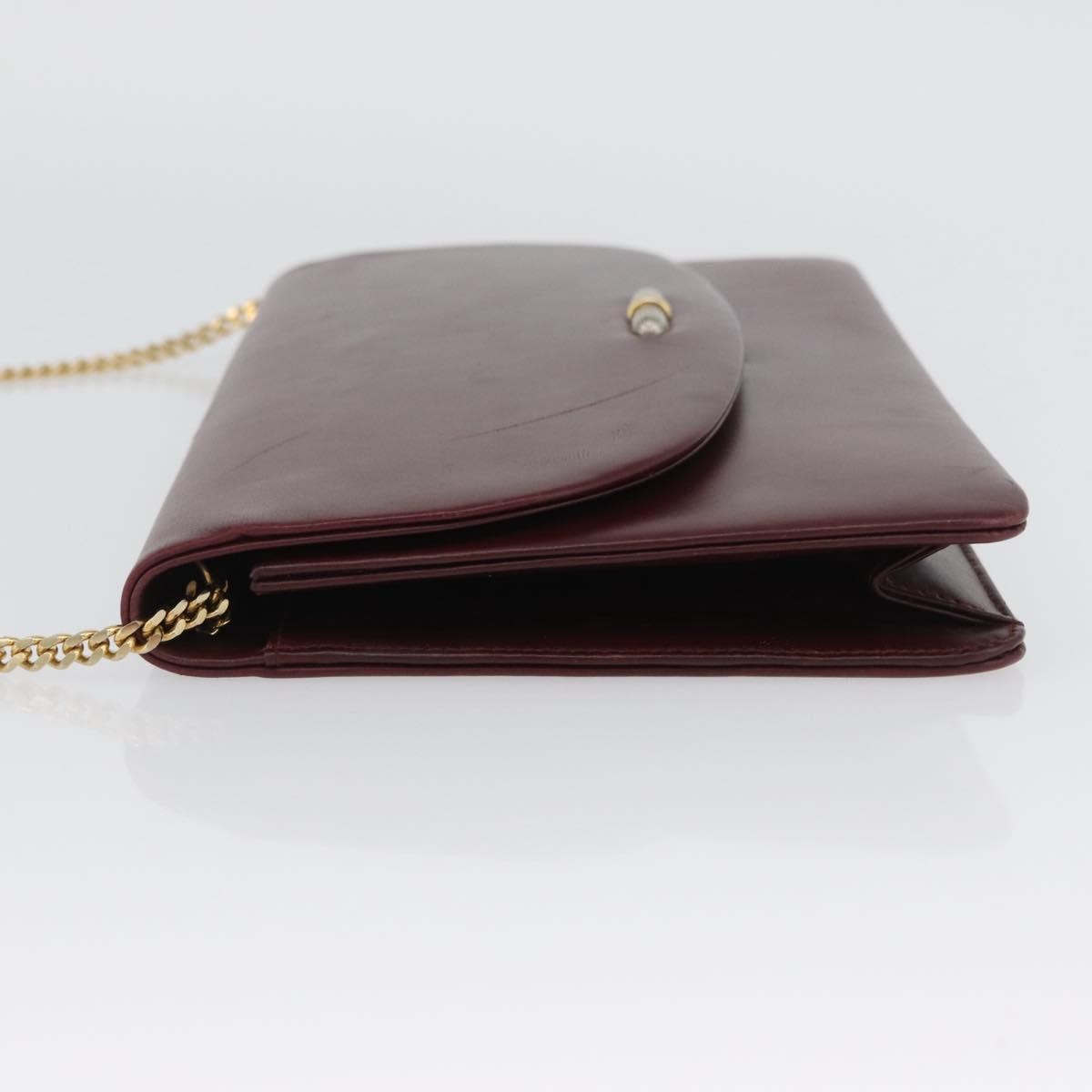 Christian Dior Vintage Chain Flap Leather Burgundy Leather Shoulder Bag Bag (Pre-Owned)