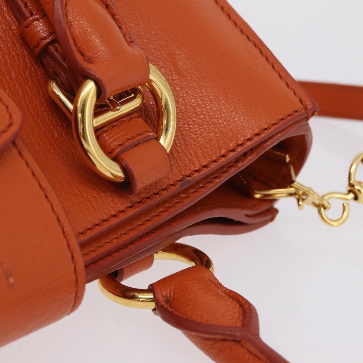 Miu Miu Front Pocket Convertible Satchel Leather Orange Leather Handbag (Pre-Owned)