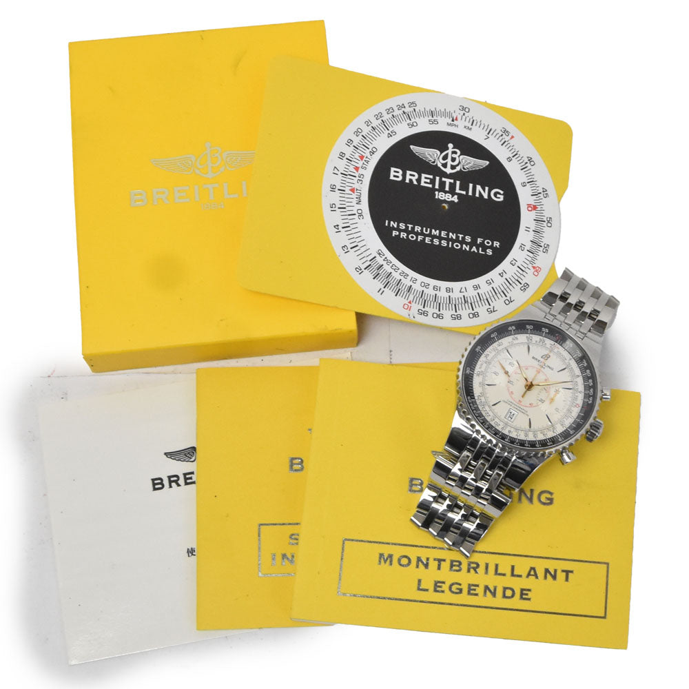 Breitling Navitimer Montbrillant Chronograph Automatic Stainless Steel And Leather Watch (Pre-Owned)