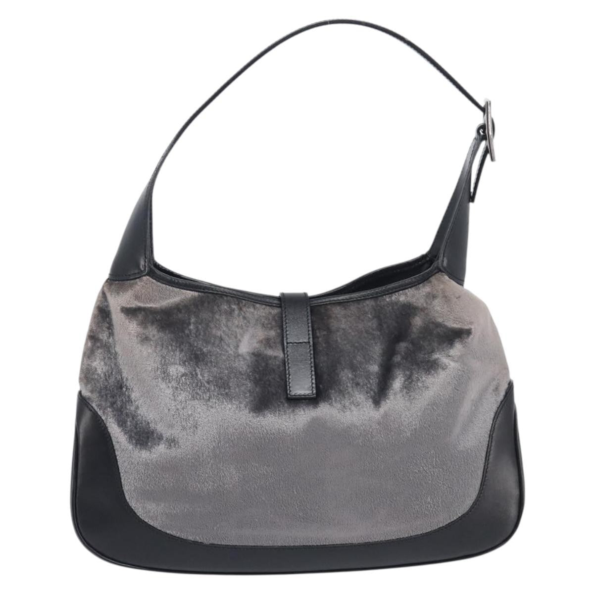 Gucci Vintage Jackie Shoulder Velvet And Leather Black Velvet Handbag (Pre-Owned)