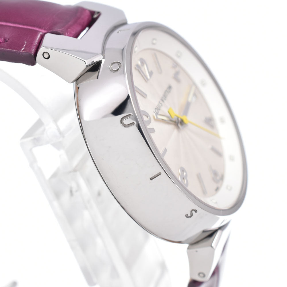 Louis Vuitton Tambour Quartz Stainless Steel And Monogram Vernis Watch (Pre-Owned)