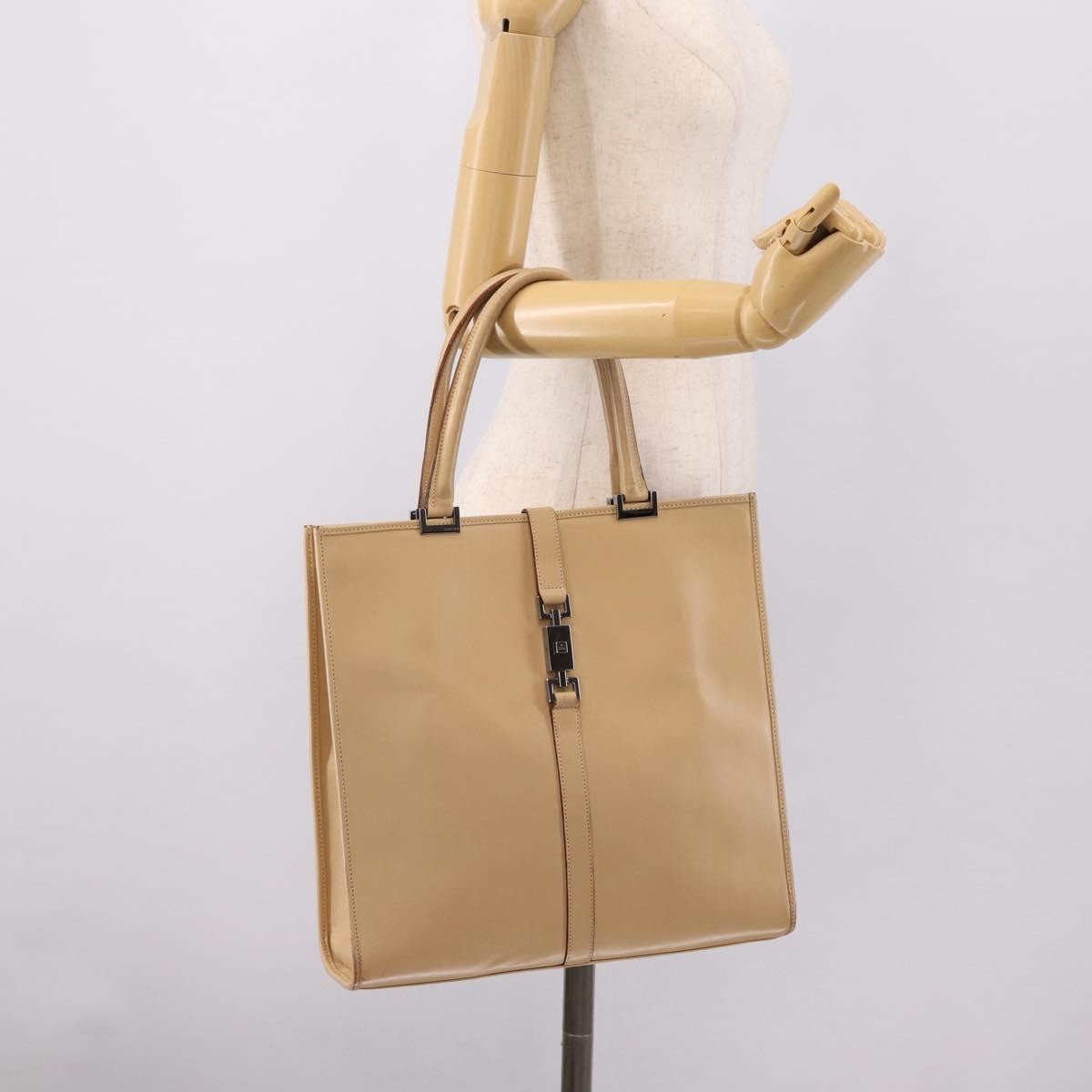 Gucci Jackie Leather Beige Leather Tote Bag Bag (Pre-Owned)