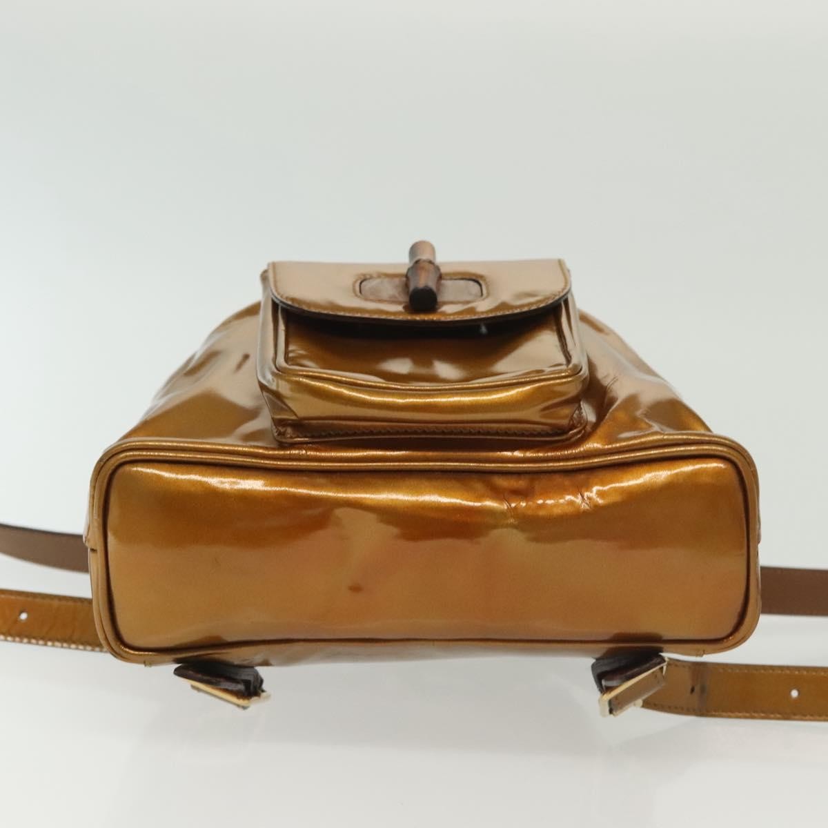 Gucci Vintage Bamboo Patent Gold Patent_Leather Bag (Pre-Owned)