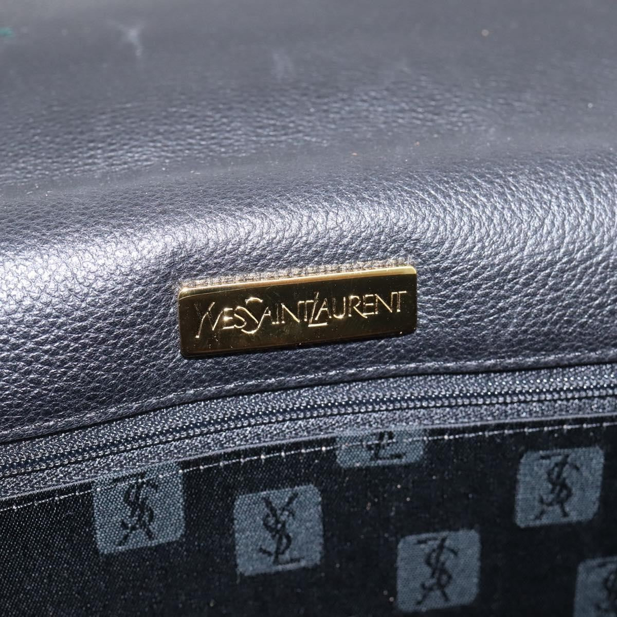 Saint Laurent Vintage Shoulder Bag Leather Black Leather Shoulder Bag Bag (Pre-Owned)