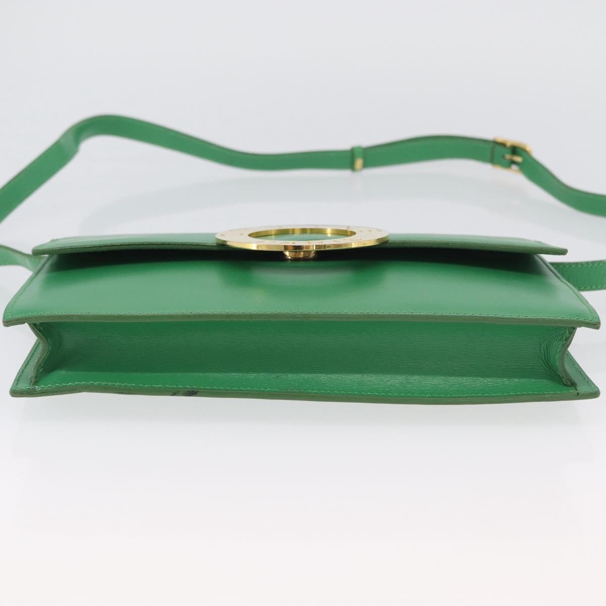Celine Circle Logo Leather Green Leather Shoulder Bag Bag (Pre-Owned)
